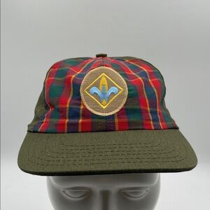 Cub Scouts Webelos Pin Plaid Olive Green Baseball Cap Badge Rank Colors Vintage